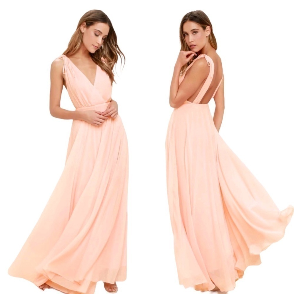 NWT Lulus Dance the Night Away Lovely Blush Pink Backless Maxi Dress Gown Large - Picture 2 of 16